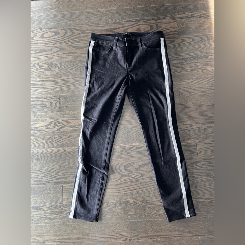 J Brand Black cropped jeans with white stripe size 26